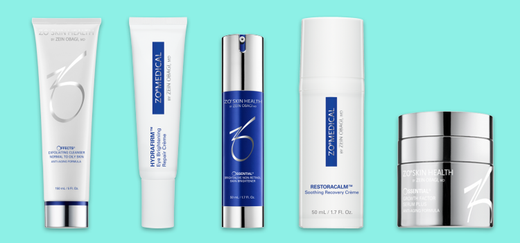 Collection of ZO skin care products for sensitive skin