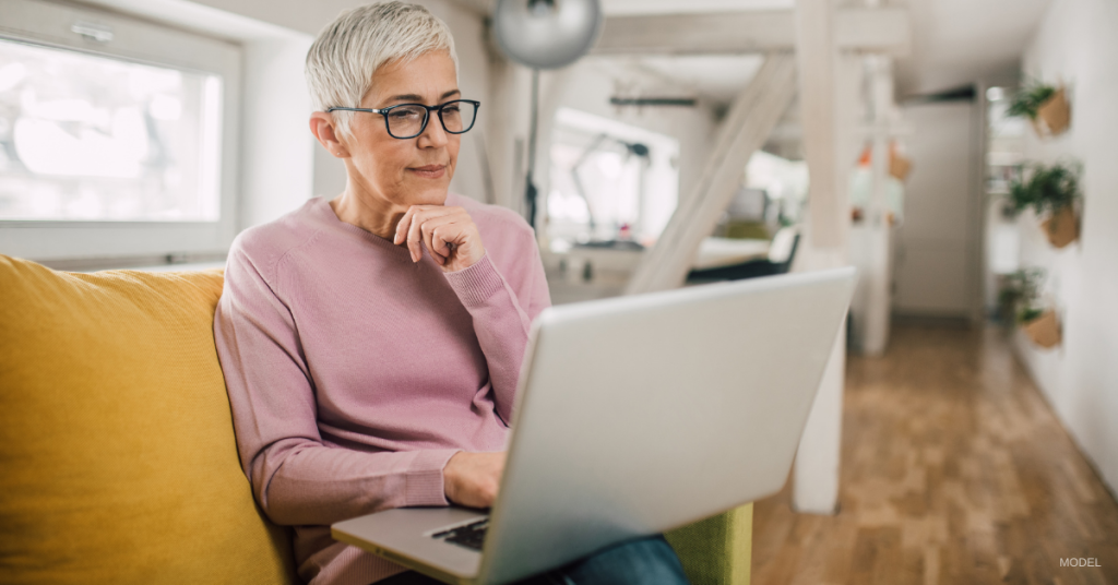 Woman looking at computer